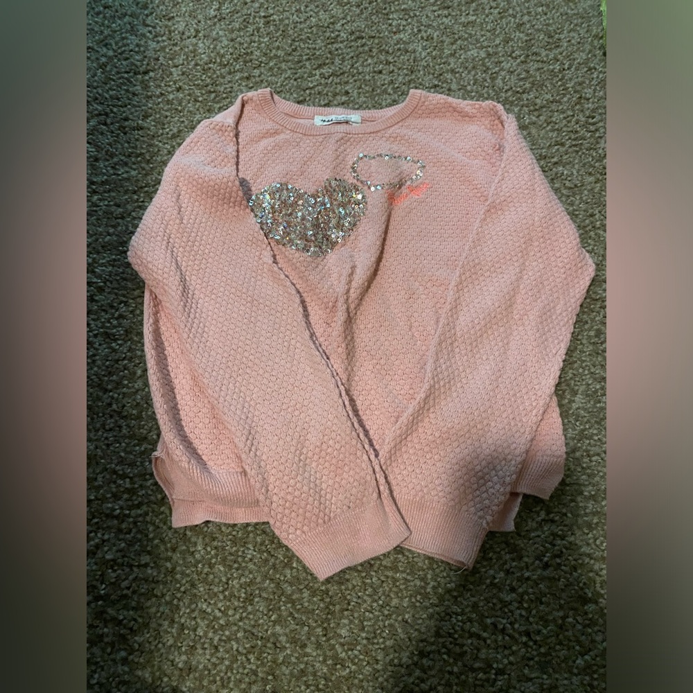 PINK GLITTER HEART SWEATER 💕